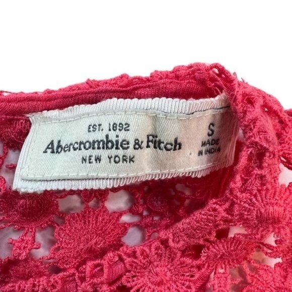 Abercrombie & Fitch Tank Top Womens S‎ Coral Lace Knit High Low Pullover Small - Picture 9 of 10